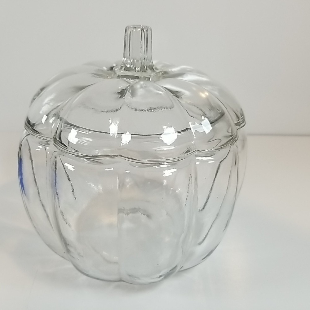 Jar with Lid Clear Glass Pumpkin Shape 70 oz. Anchor Hocking
